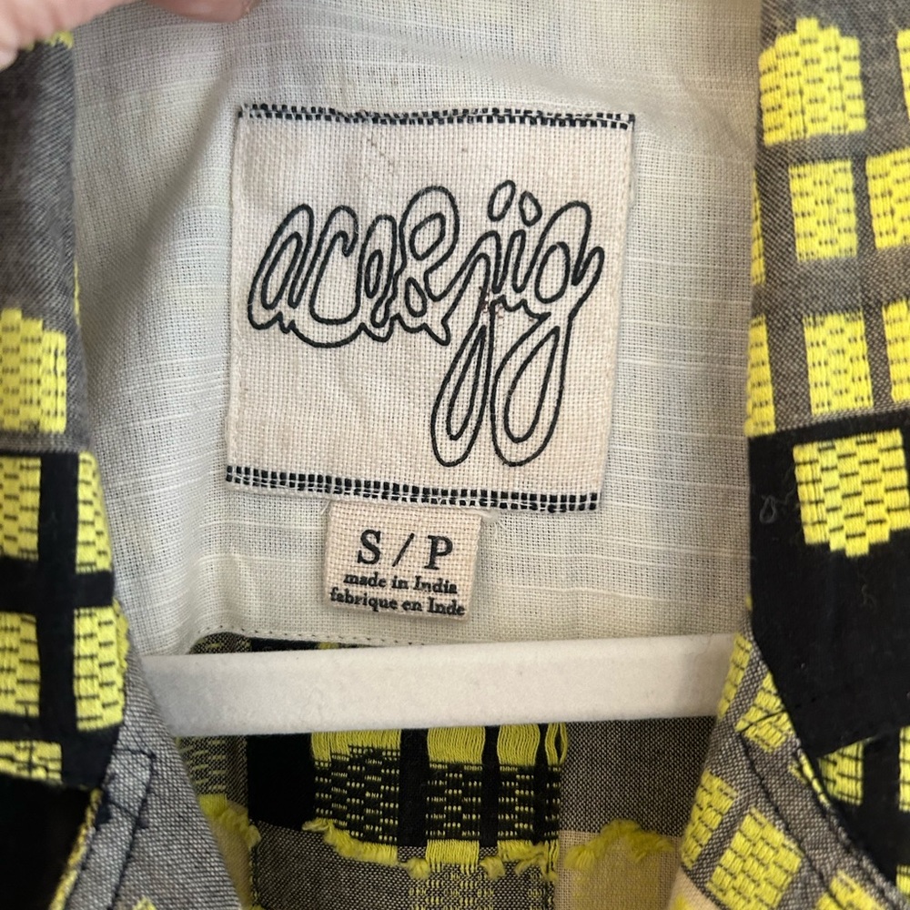Ace & Jig Fluorescent Yellow and Black Patterned Murphy Shirt - Picture 3 of 3